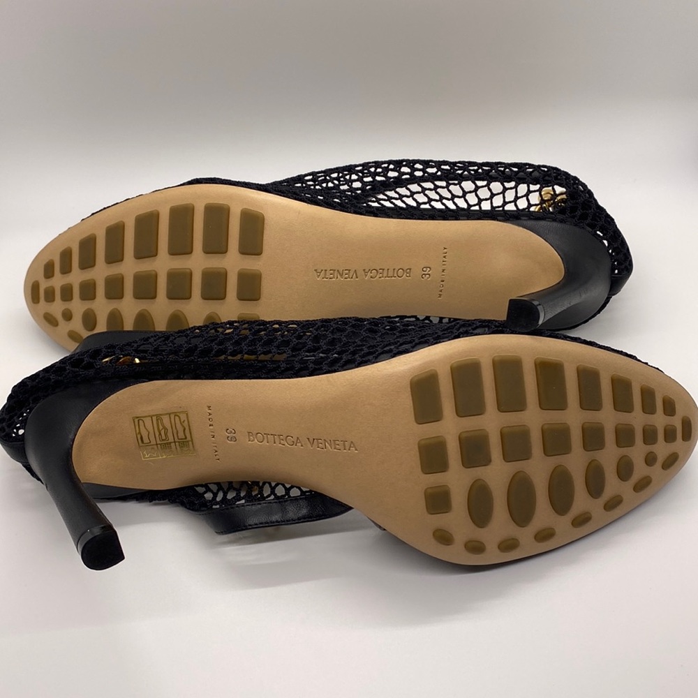 Bottega Veneta Sand Tex Pumps Mesh Gold-Tone Chain Ankle Strap New - Picture 11 of 13